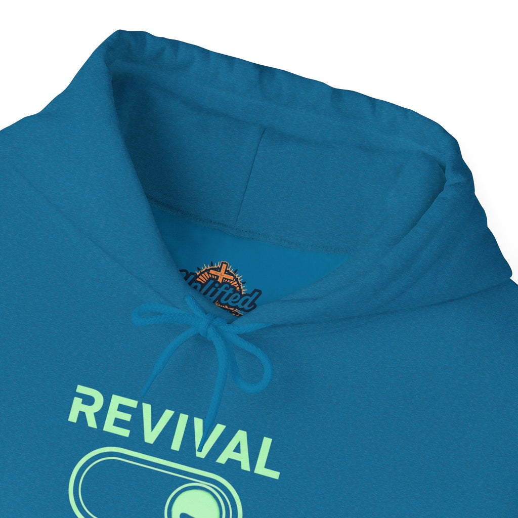 🔥 Revival Mode: ON – Christian Techwear Hoodie | Glowing Green Faith Switch | Futuristic Jesus Shirt | Activate Your Spiritual Awakening | Uplifted Gear Printify