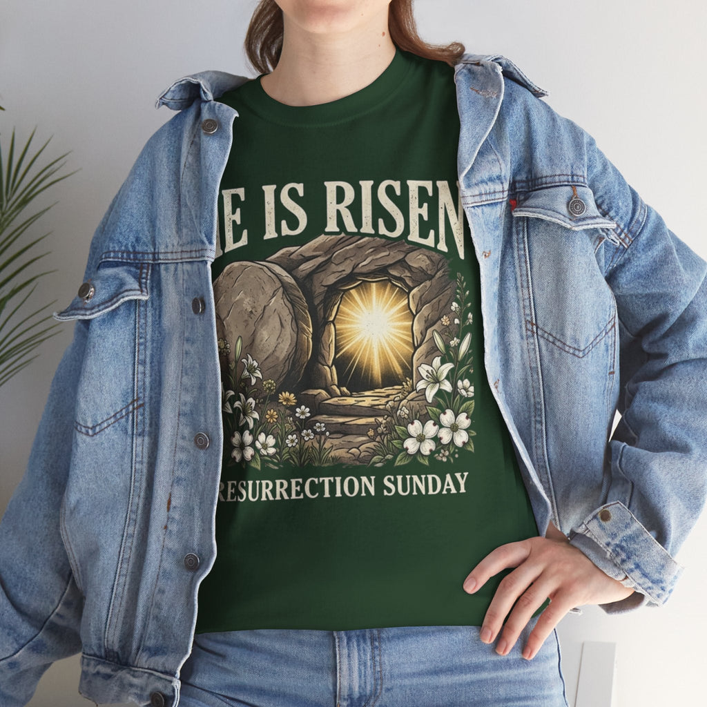 He Is Risen T-Shirt — Jesus Christ Resurrection Easter Tee Printify