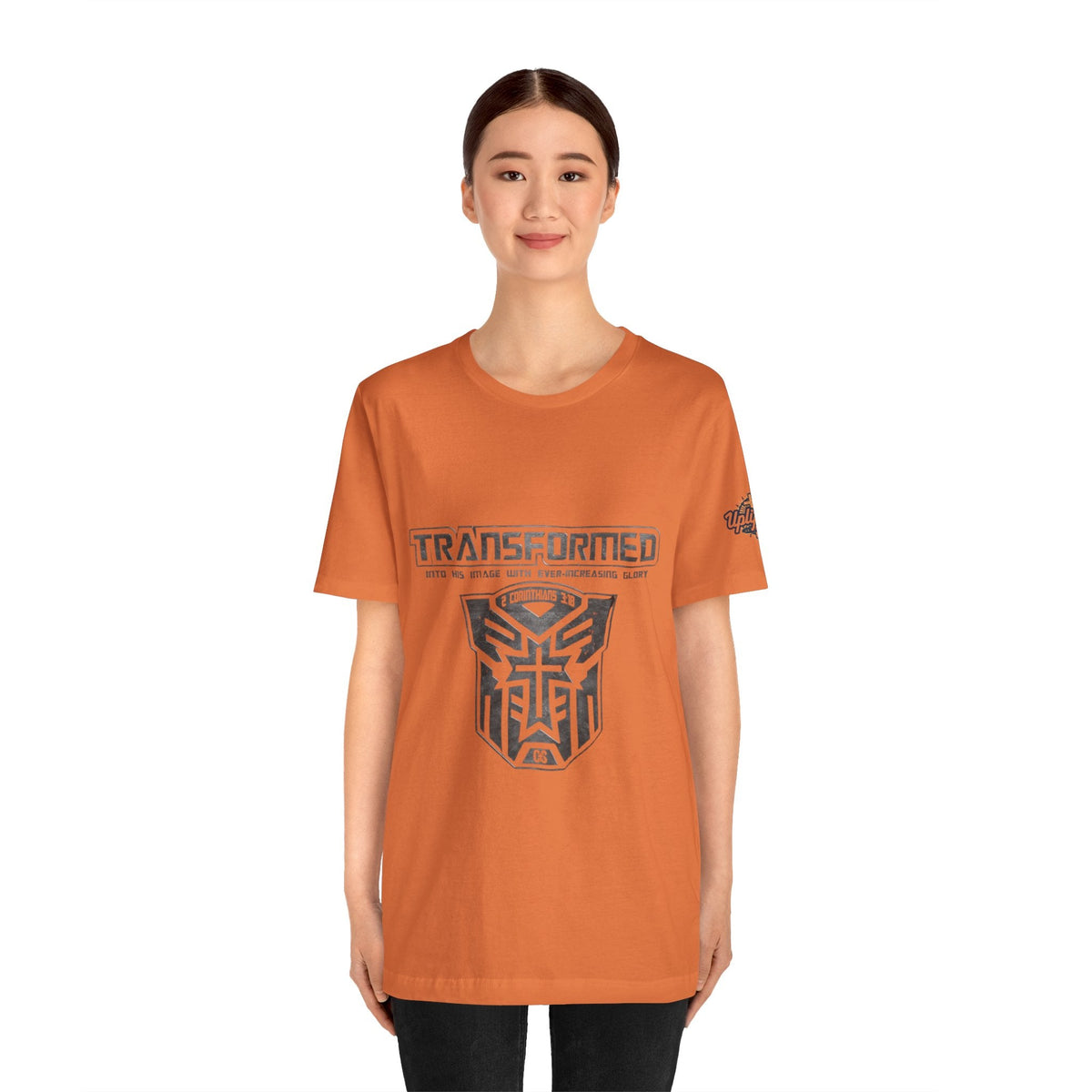 Transformer Logo Christian T-shirt | 2 Corinthians 3:18 Bible Verse T-shirt Printify