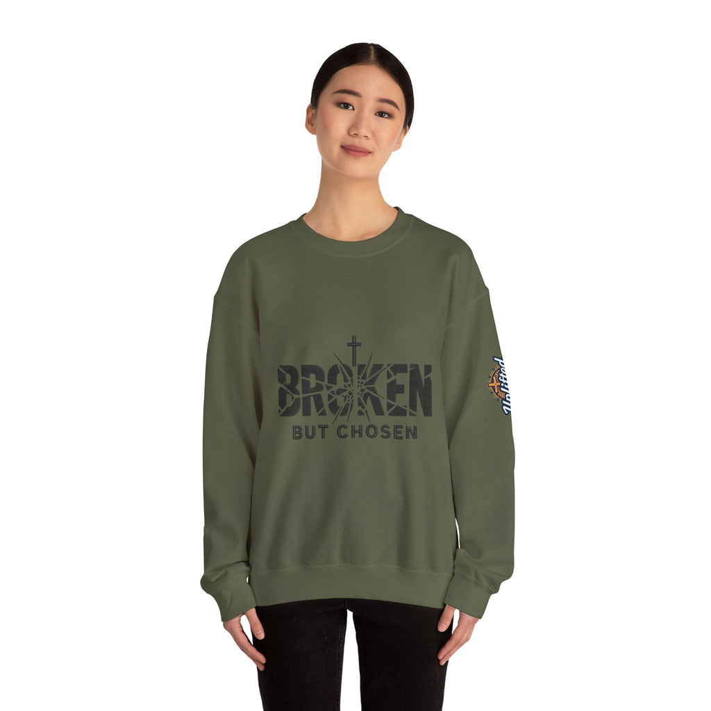 Broken But Chosen Crewneck Sweatshirt Printify