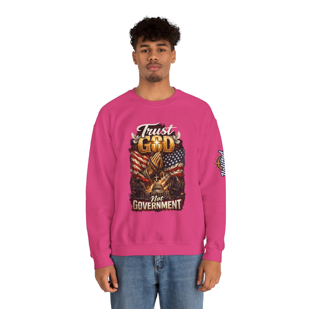 Trust God Not Government Sweatshirt — Vintage Patriotic Christian Sweatshirt Printify