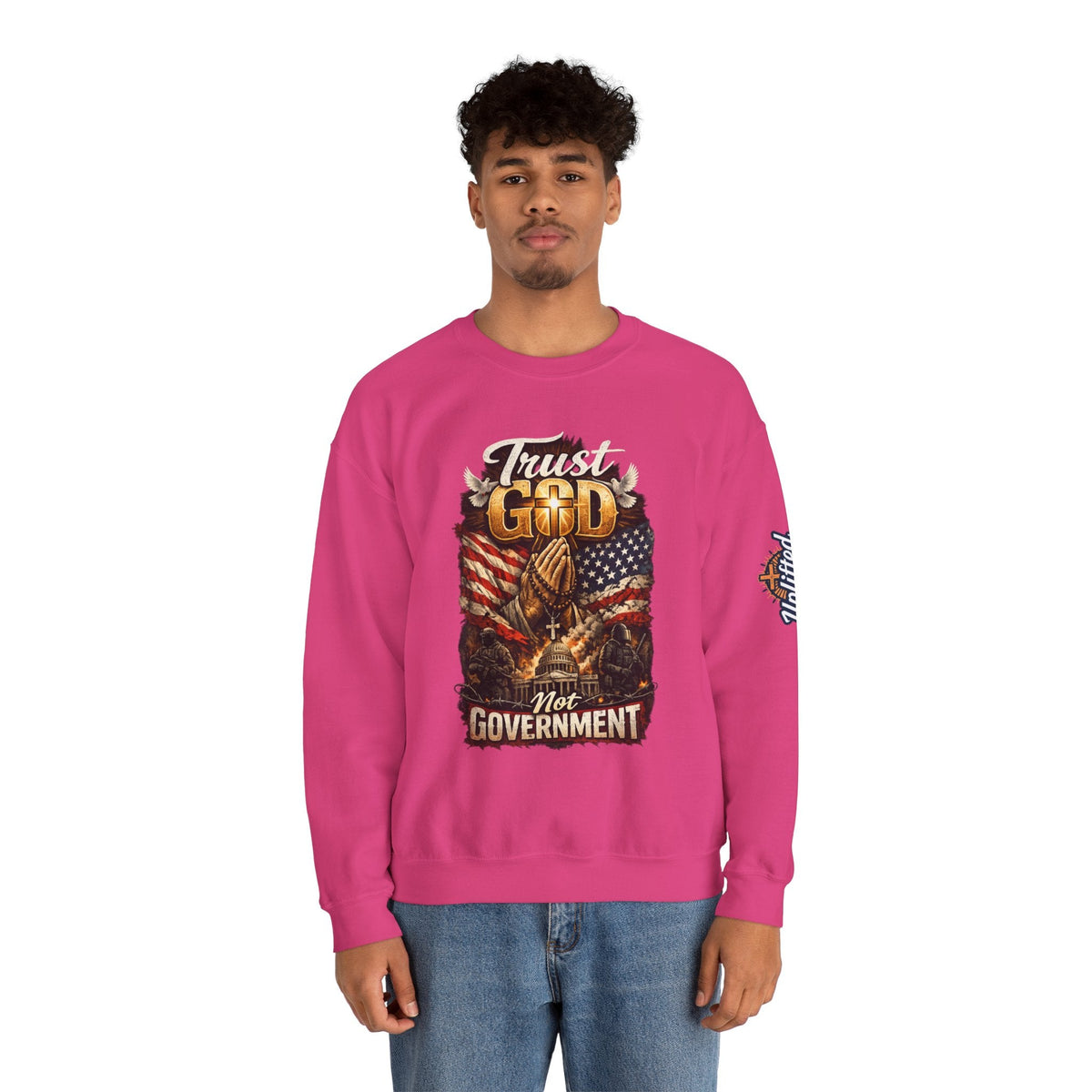 Trust God Not Government Sweatshirt — Vintage Patriotic Christian Sweatshirt Printify