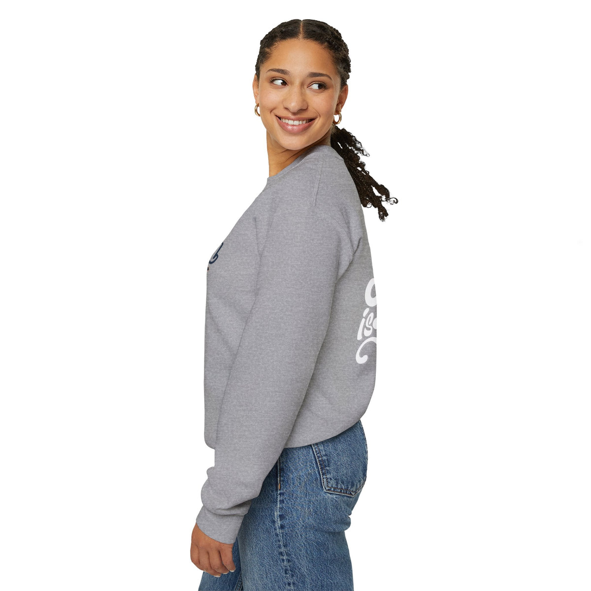 Jesus is King Sweatshirt – Bold Crown & Cross Christian Hoodie for Eternal Faith & Comfort Printify