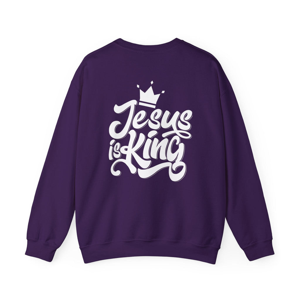 Jesus is King Sweatshirt – Bold Crown & Cross Christian Hoodie for Eternal Faith & Comfort Printify