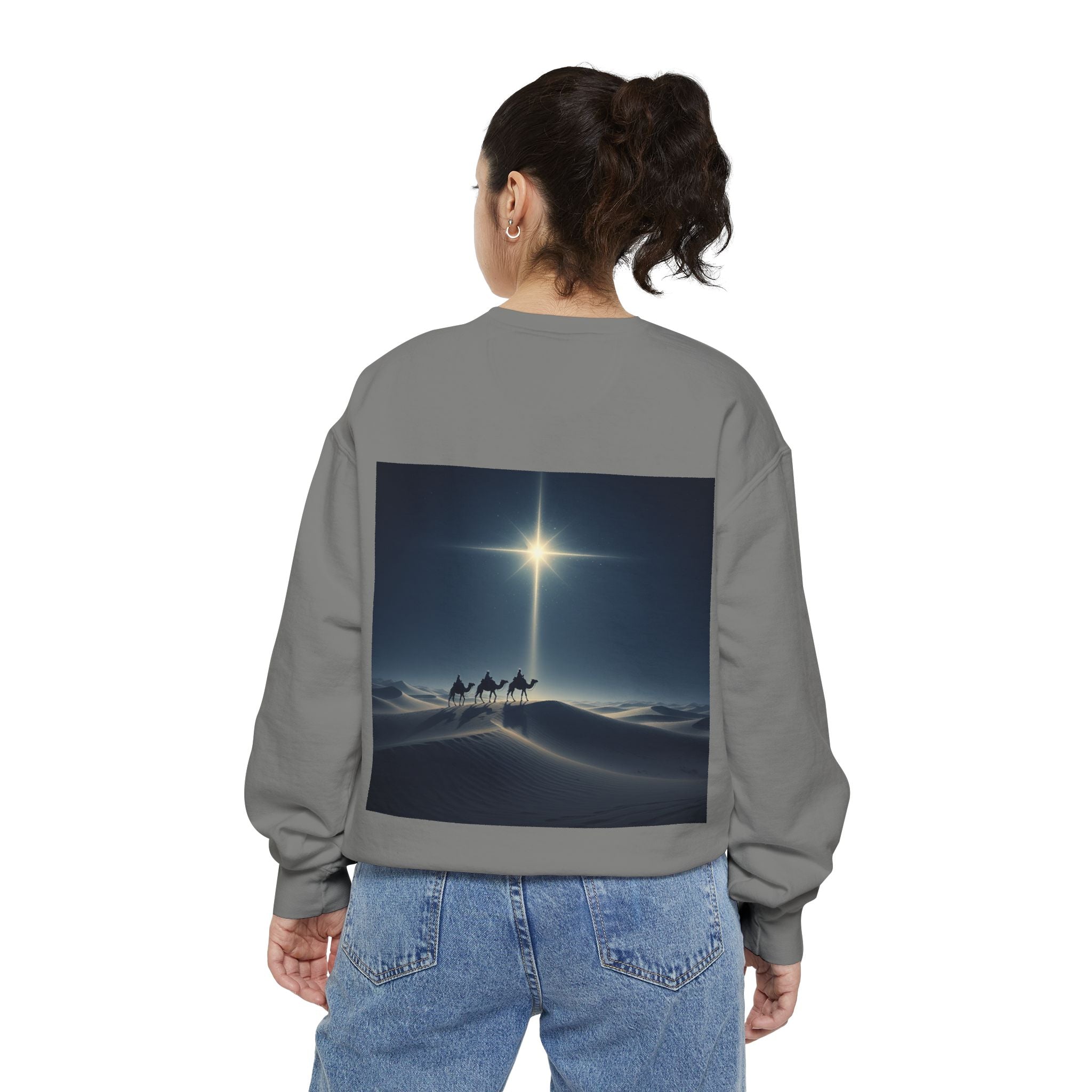 3 Wise Men Sweatshirt – Magi Camels Nativity Journey Christian Christmas Sweatshirt for Epiphany Faith & Holy Night Printify