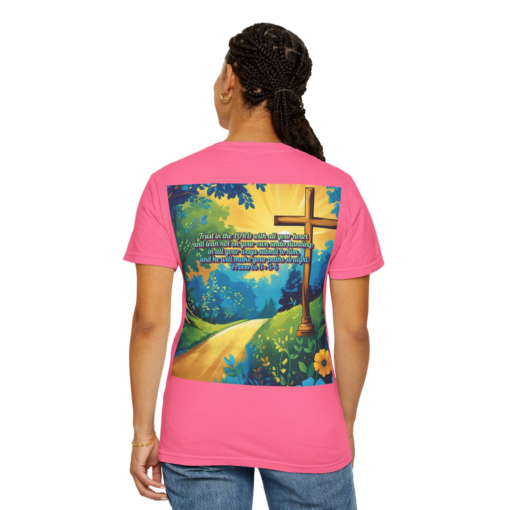 Trust in The Lord Proverbs 3:5-6 Biblical Design Unisex Garment-Dyed T-shirt Printify