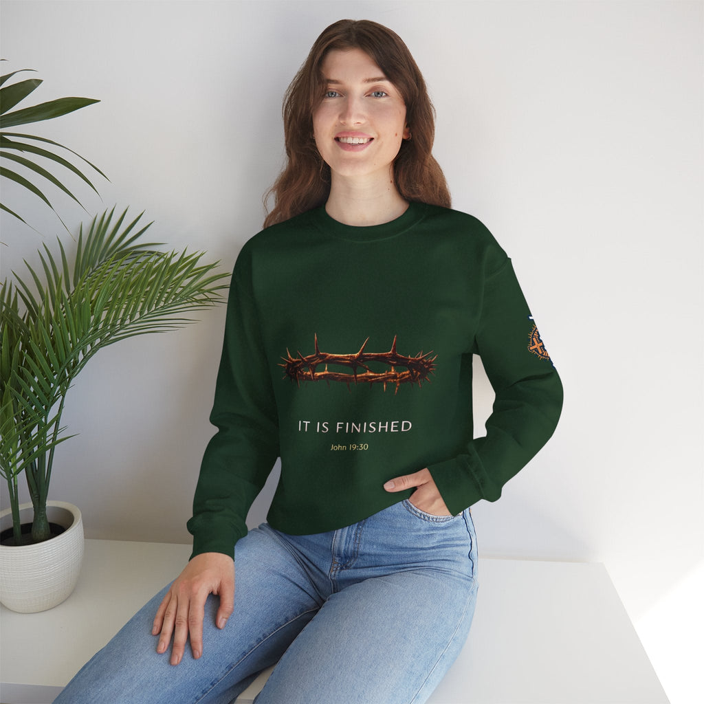 It Is Finished Crown of Thorns Sweatshirt — Christian John 19:30 Faith Sweatshirt Printify