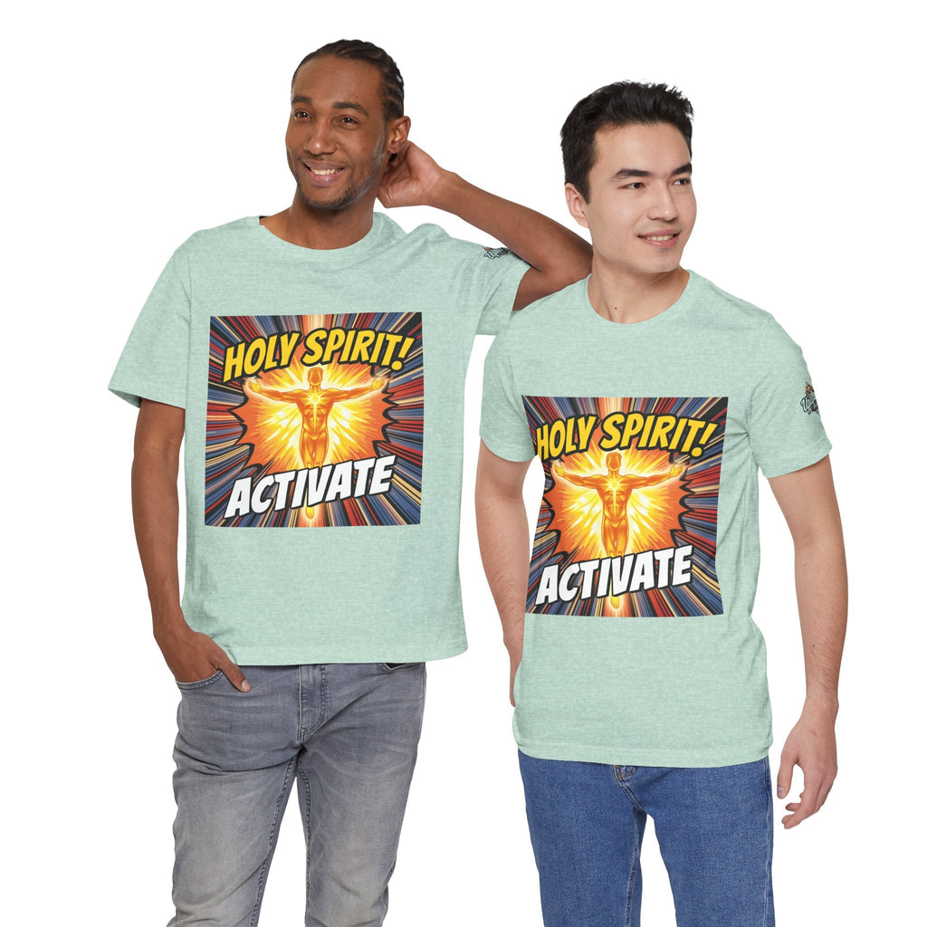 Holy Spirit Activate T-shirt – Superhero Christian T-shirt with Vibrant Power-Up Design for Faith-Fueled Boldness Printify