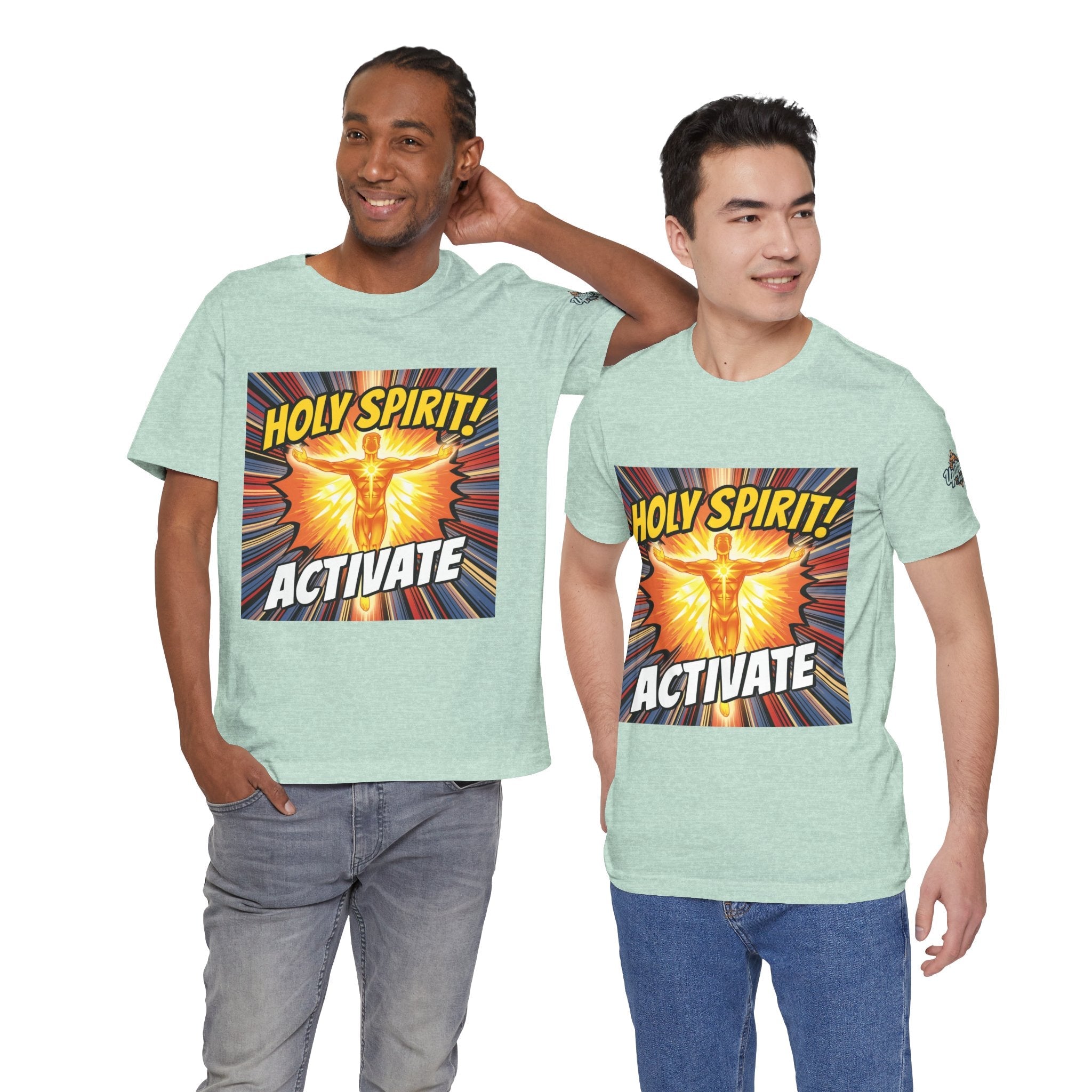 Holy Spirit Activate T-shirt – Superhero Christian T-shirt with Vibrant Power-Up Design for Faith-Fueled Boldness Printify