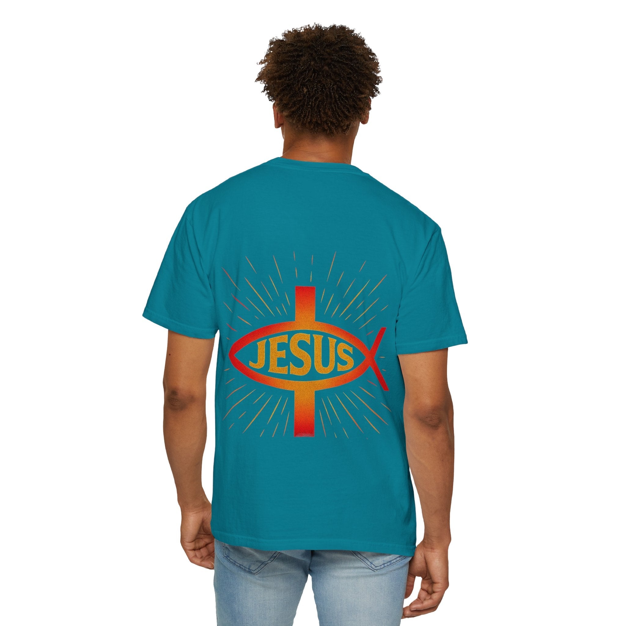 Jesus Ichthys T-shirt – Christian Fish Symbol with Cross & Jesus Inscription T-shirt for Eternal Faith & Streetwear Printify