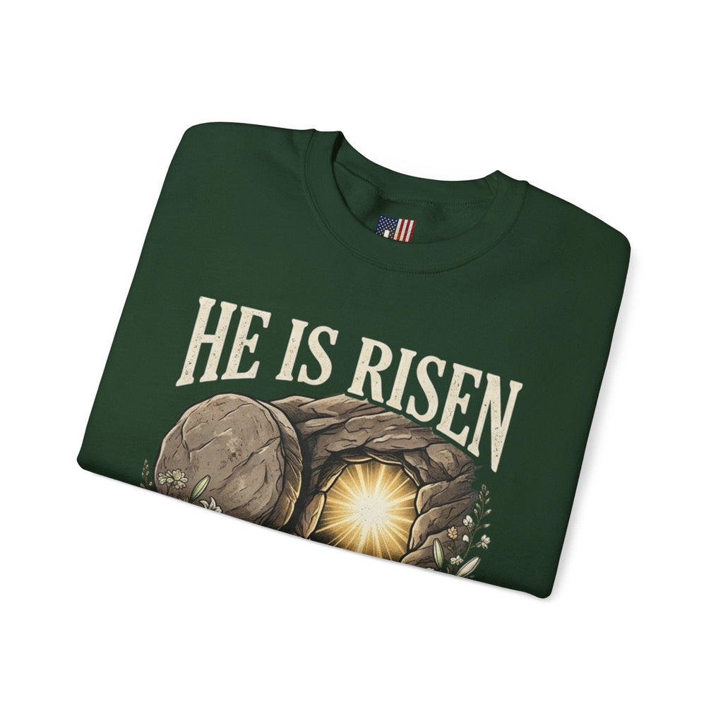He Is Risen Sweatshirt — Jesus Christ Resurrection Easter Sweatshirt Printify