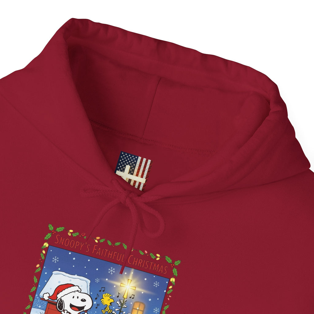 🎄 Faithful Christmas Friends – Christian Holiday Hoodie | Festive Tree & Cartoon Duo | Heartwarming Christmas Tee by Uplifted Gear Printify
