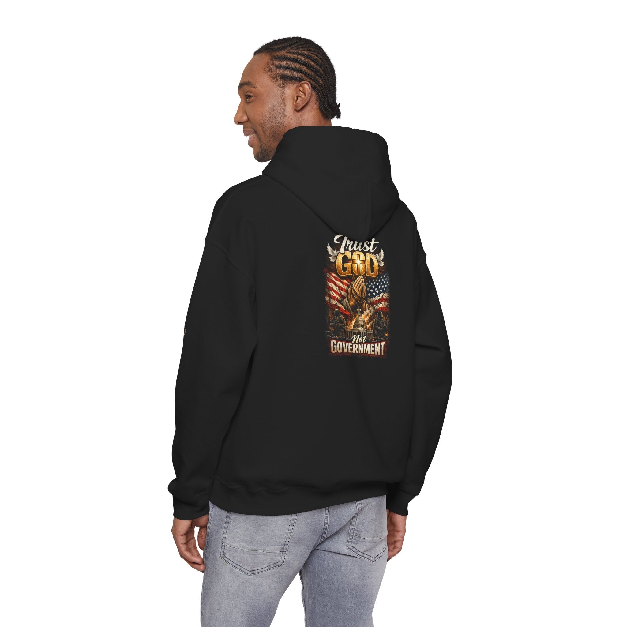 Trust God Not Government Hoodie — Vintage Patriotic Christian Hoodie Printify