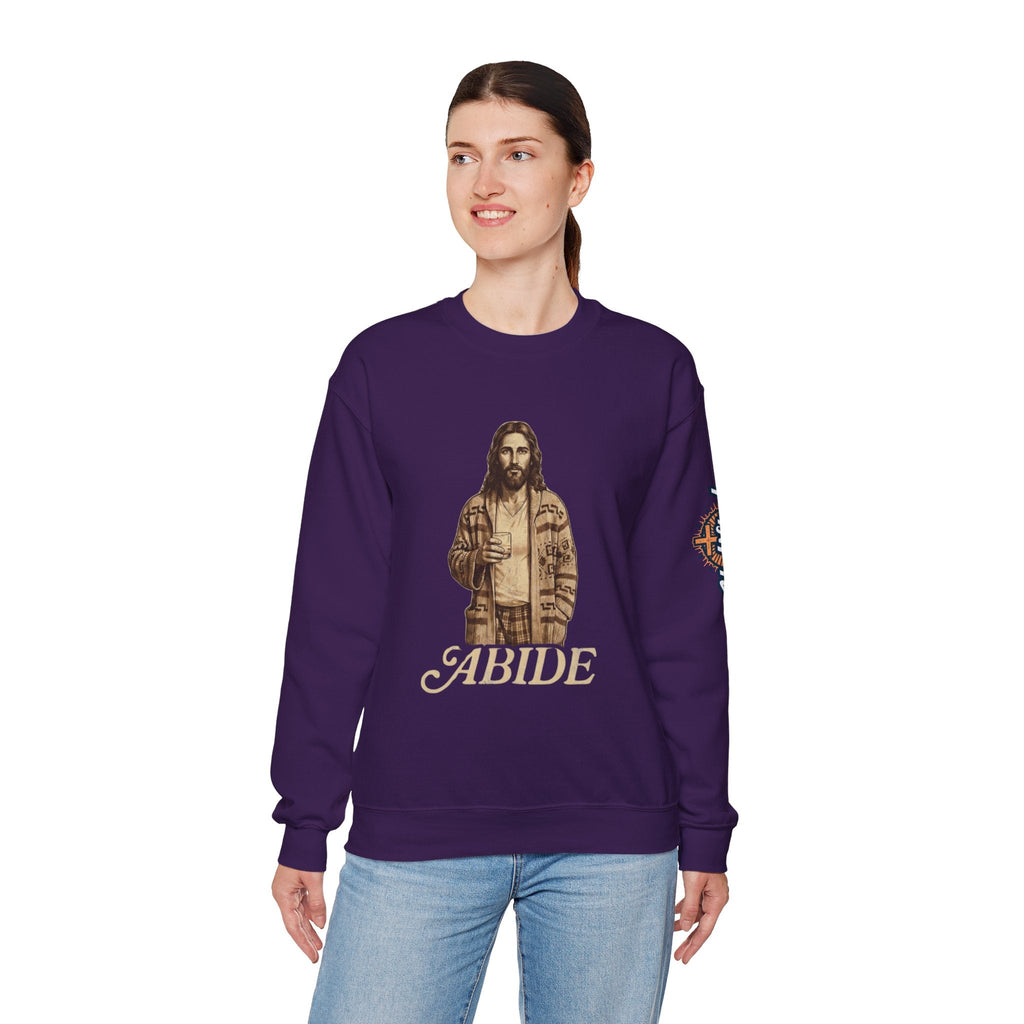 Abide Jesus Sweatshirt — Vintage 'The Dude' Religious Graphic Sweatshirt Printify