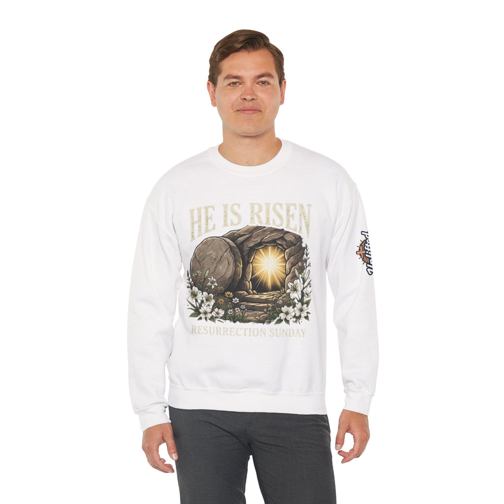 He Is Risen Sweatshirt — Jesus Christ Resurrection Easter Sweatshirt Printify