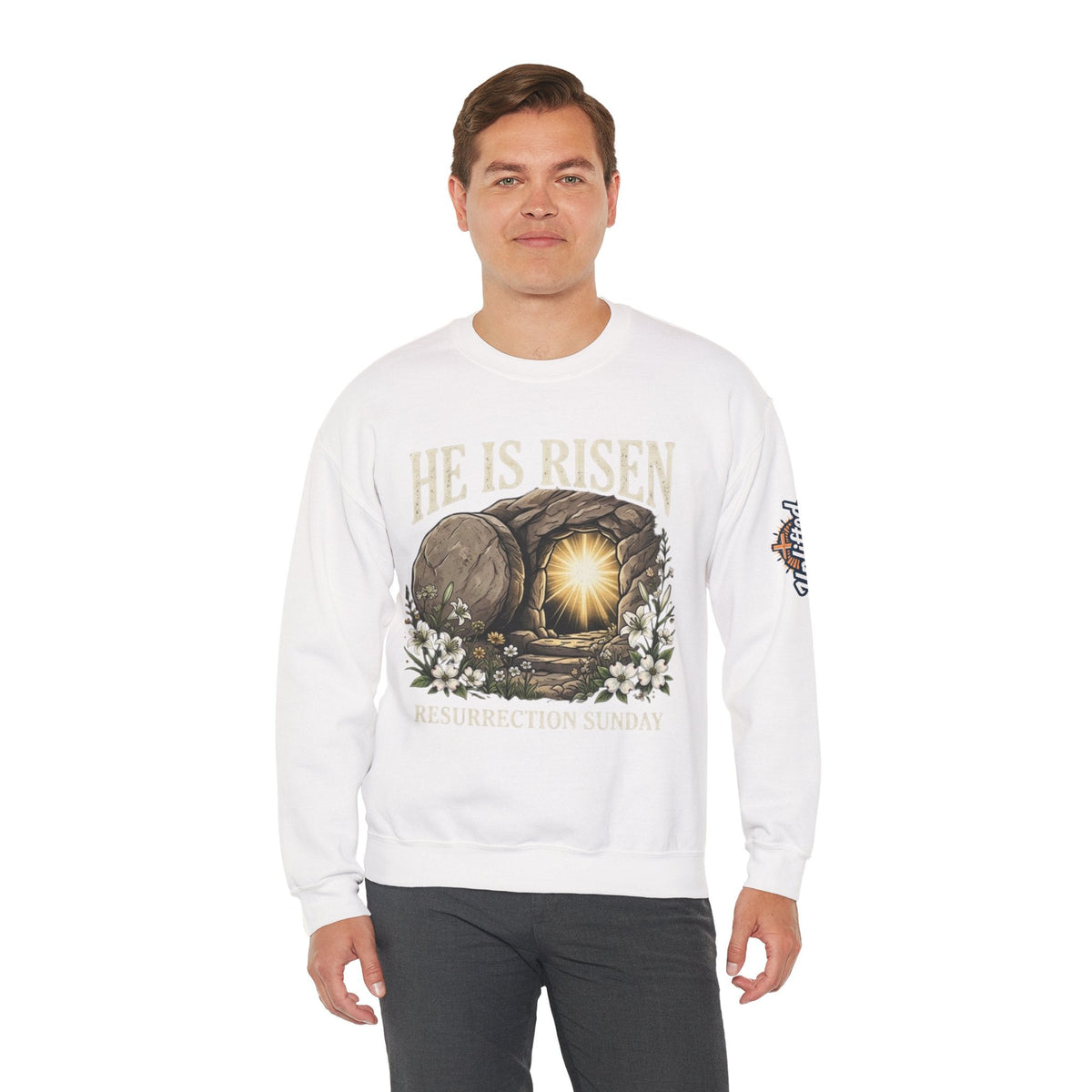 He Is Risen Sweatshirt — Jesus Christ Resurrection Easter Sweatshirt Printify