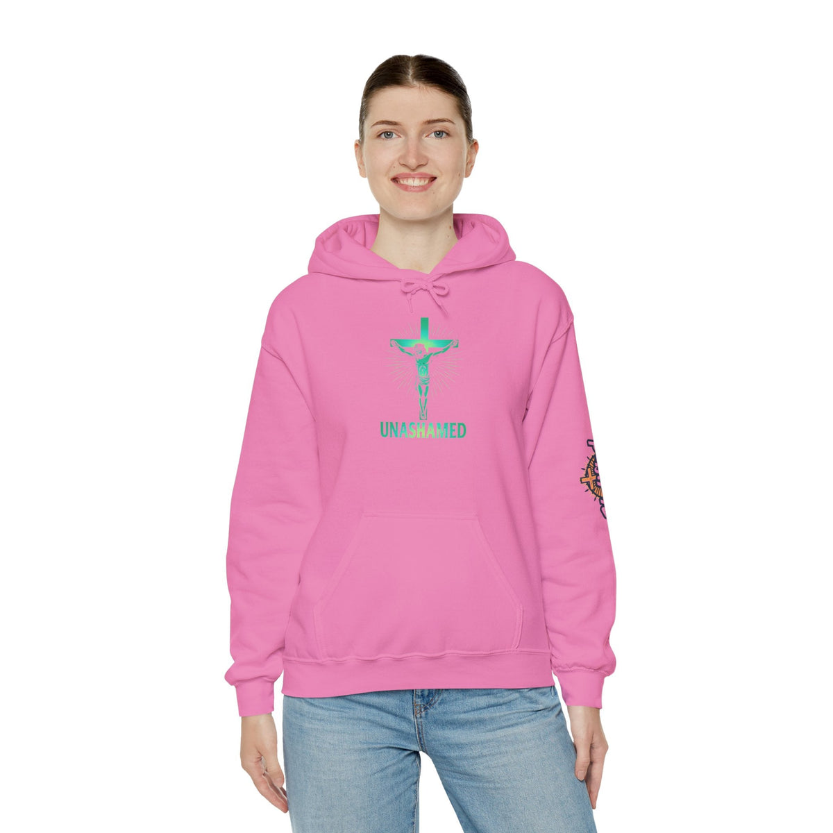 Unashamed Hoodie – Romans 1:16 Crucifixion Christian Hoodie for Bold Unwavering Faith Printify