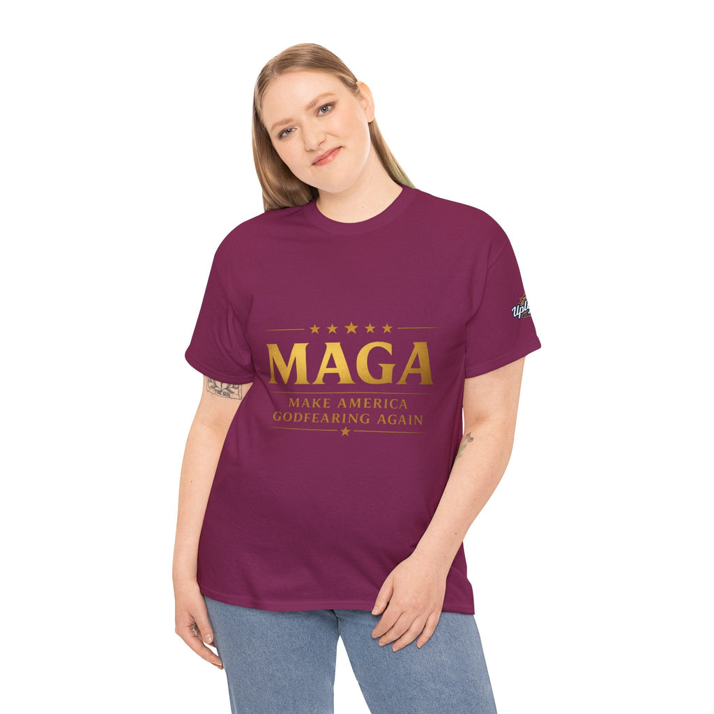 MAGA Gold Letter T-Shirt — "Make America Great Again" Printify