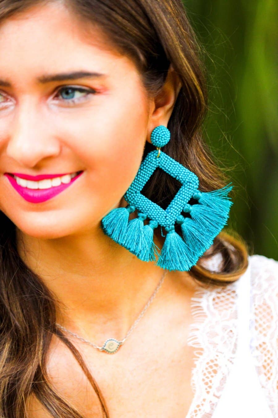 Hot Pink Ellie Fringe Drop Earrings Pretty Little Patriot