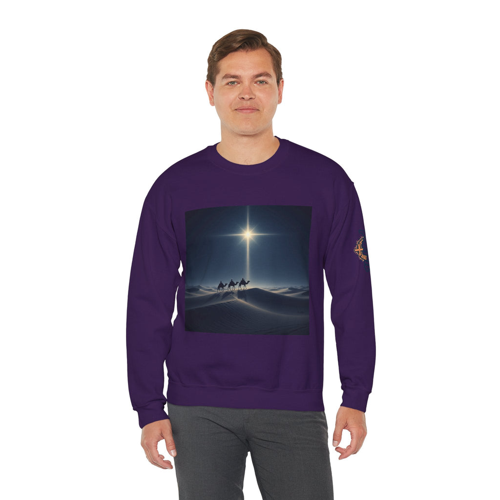 3 Wise Men Sweatshirt – Magi Camels Nativity Journey Christian Christmas Sweatshirt for Epiphany Faith & Holy Night Printify