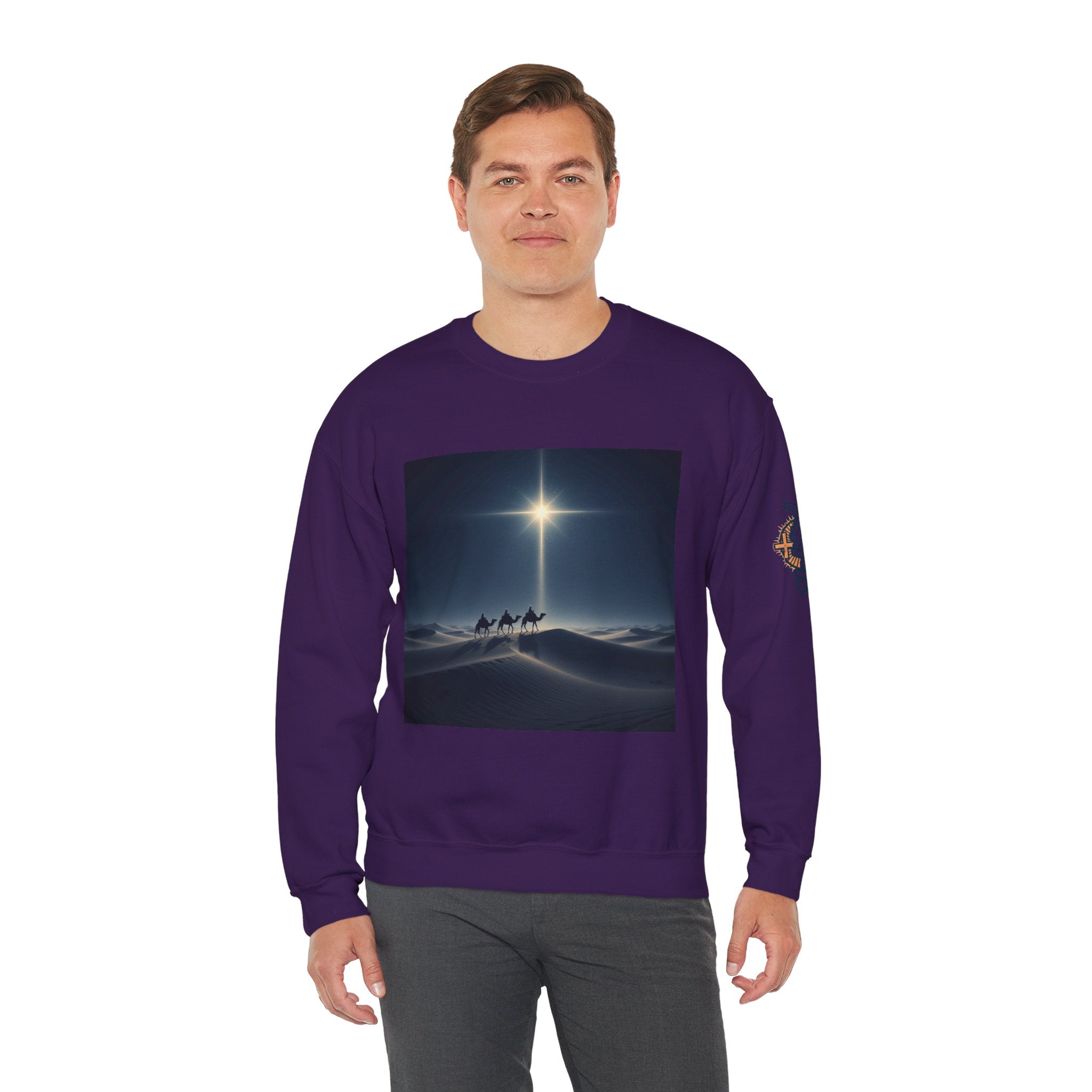 3 Wise Men Sweatshirt – Magi Camels Nativity Journey Christian Christmas Sweatshirt for Epiphany Faith & Holy Night Printify