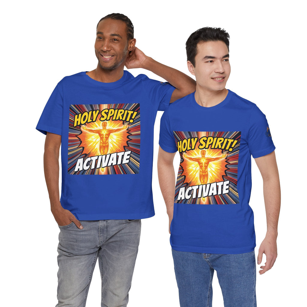 Holy Spirit Activate T-shirt – Superhero Christian T-shirt with Vibrant Power-Up Design for Faith-Fueled Boldness Printify