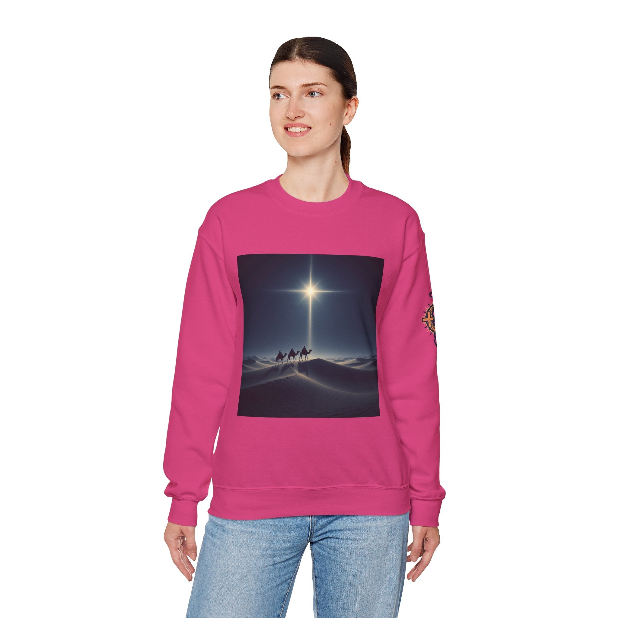 3 Wise Men Sweatshirt – Magi Camels Nativity Journey Christian Christmas Sweatshirt for Epiphany Faith & Holy Night Printify