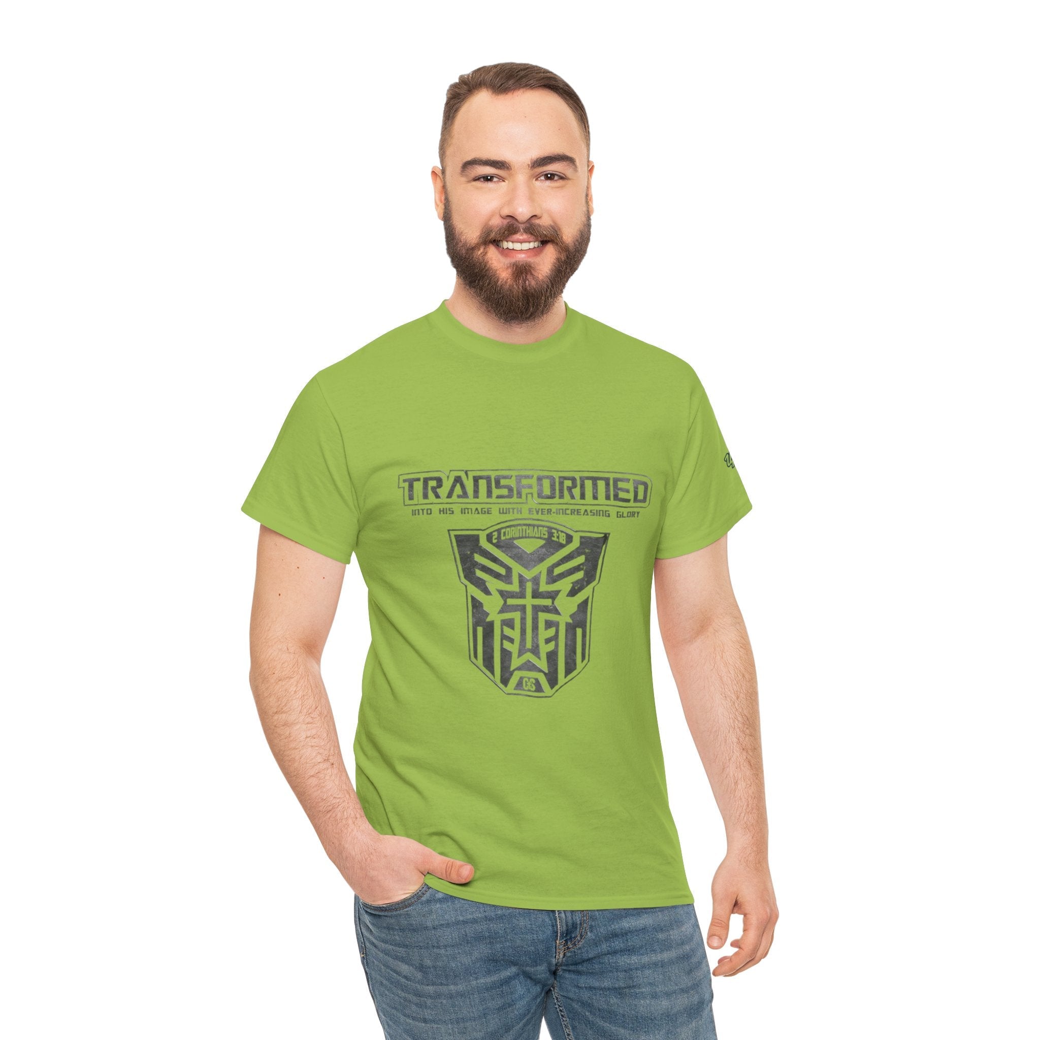 Transformer Logo Christian T-shirt | 2 Corinthians 3:18 Bible Verse T-shirt Printify