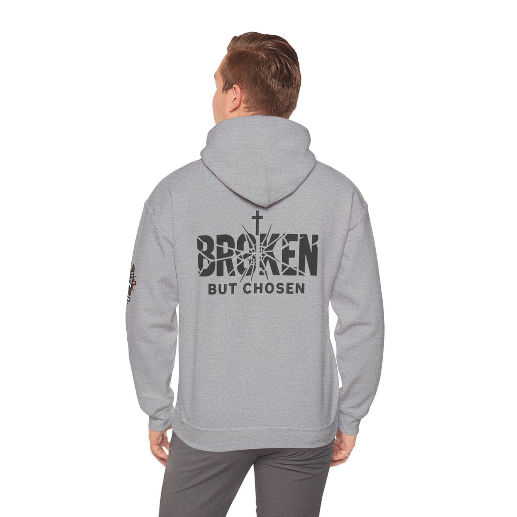 Broken But Chosen Hoodie — Christian Faith Graphic Sweatshirt Printify