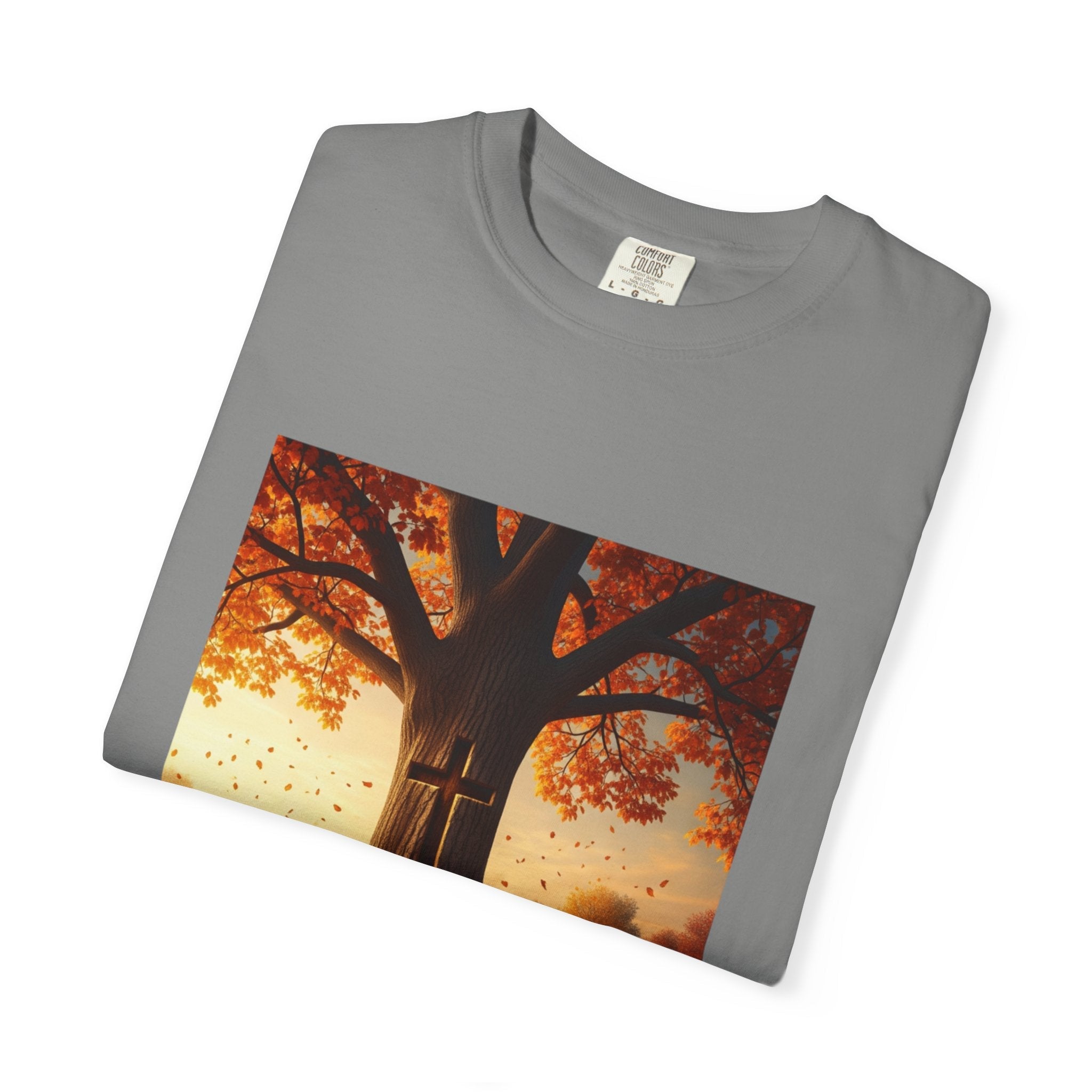 Trust in the Lord T-Shirt – Autumn Tree Christian Tee with Proverbs 3:5 Printify
