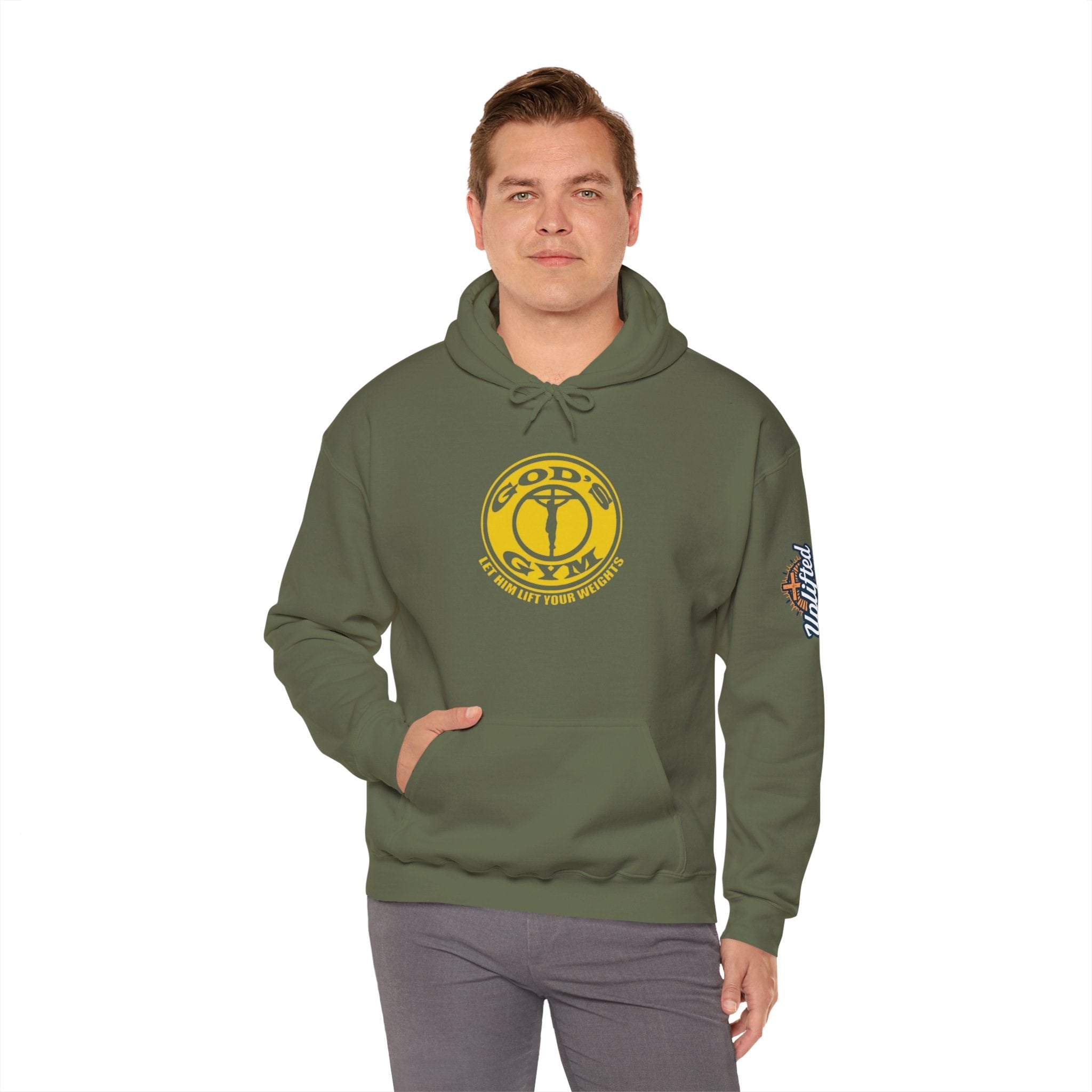 God's Gym Hoodie — "Let Him Lift Your Weights" Christian Fitness Hoodie Printify