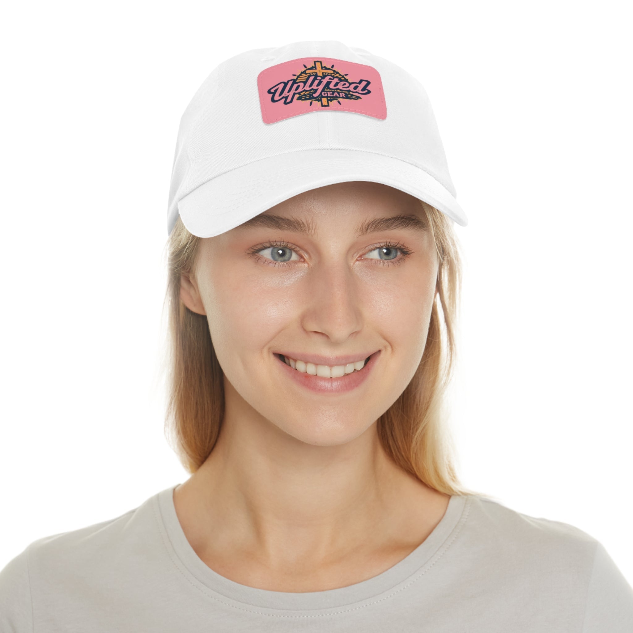 Uplifted Gear Leather Patch Dad Hat — Vintage Aviation Logo Cap Printify