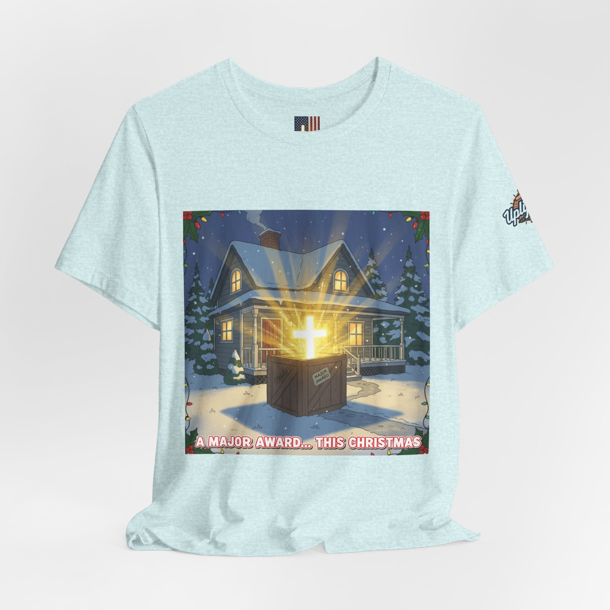 A Major Award This Christmas T-shirt – Fragile Leg Lamp Parody Cross Unboxing Christian T-shirt for Hilarious Faith & Holiday Glow Printify