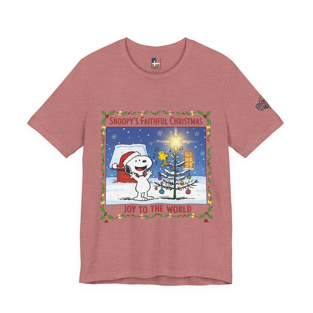 🎄 Faithful Christmas Friends – Christian Holiday T-Shirt | Festive Tree & Cartoon Duo | Heartwarming Christmas Tee by Uplifted Gear Printify