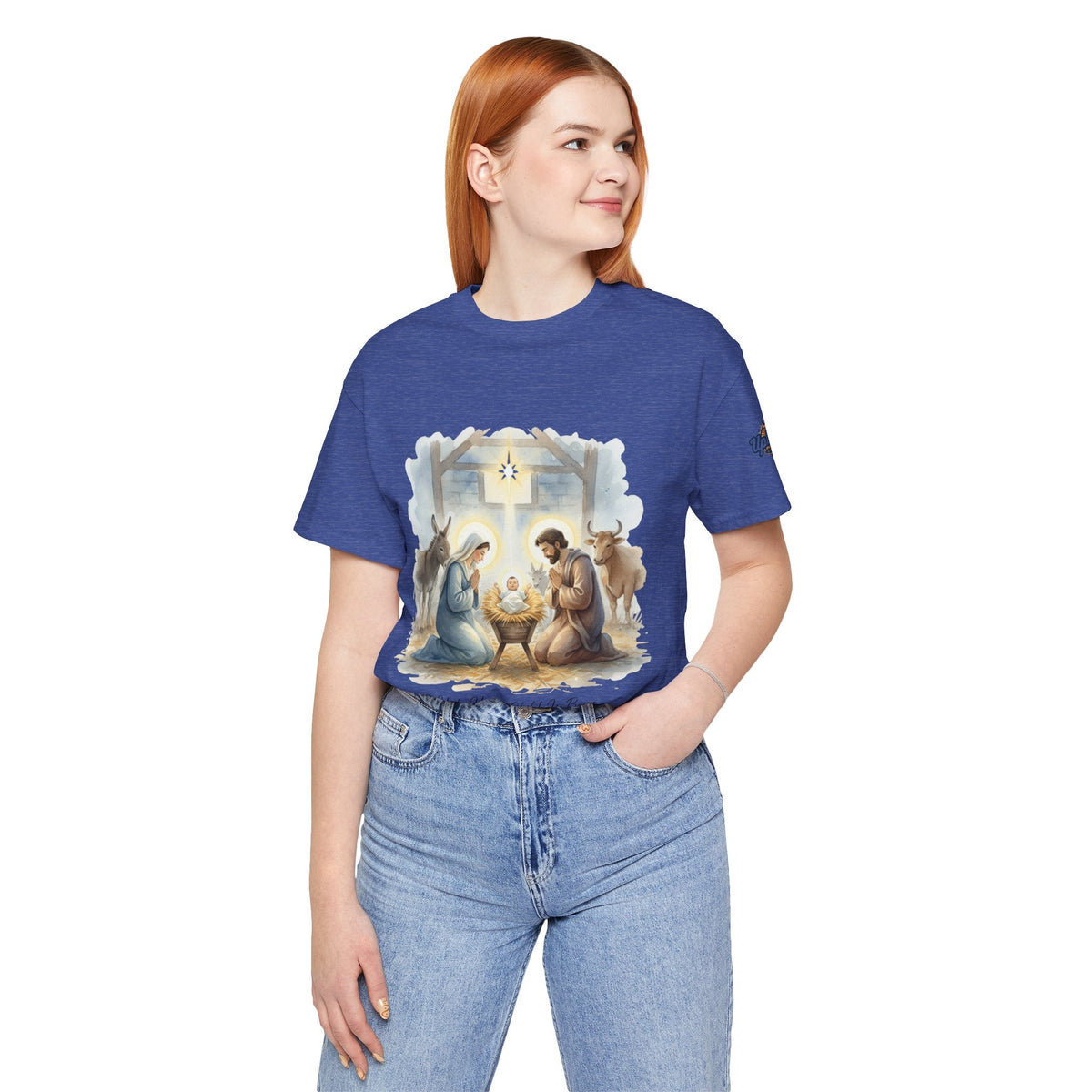 Unto Us a Child is Born T-shirt – Isaiah 9:6 Nativity Manger Scene Christian Christmas T-shirt for Holy Night Faith Printify