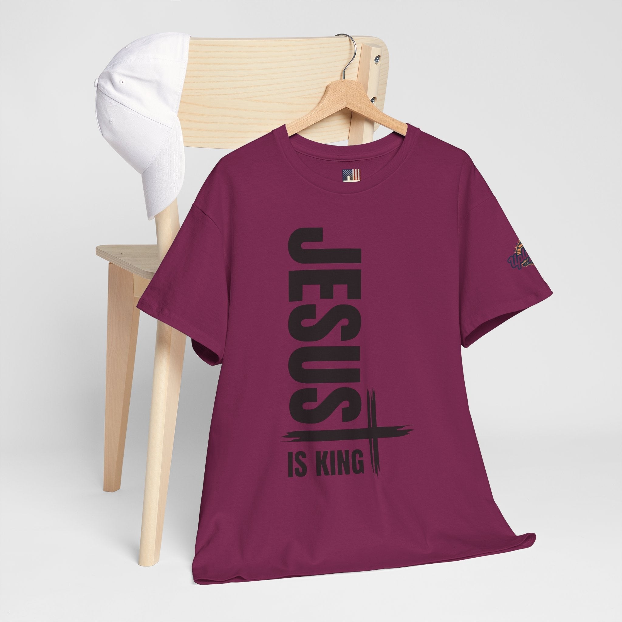 Jesus Is King T-shirt | Modern Typographic Cross Christian T-shirt Printify