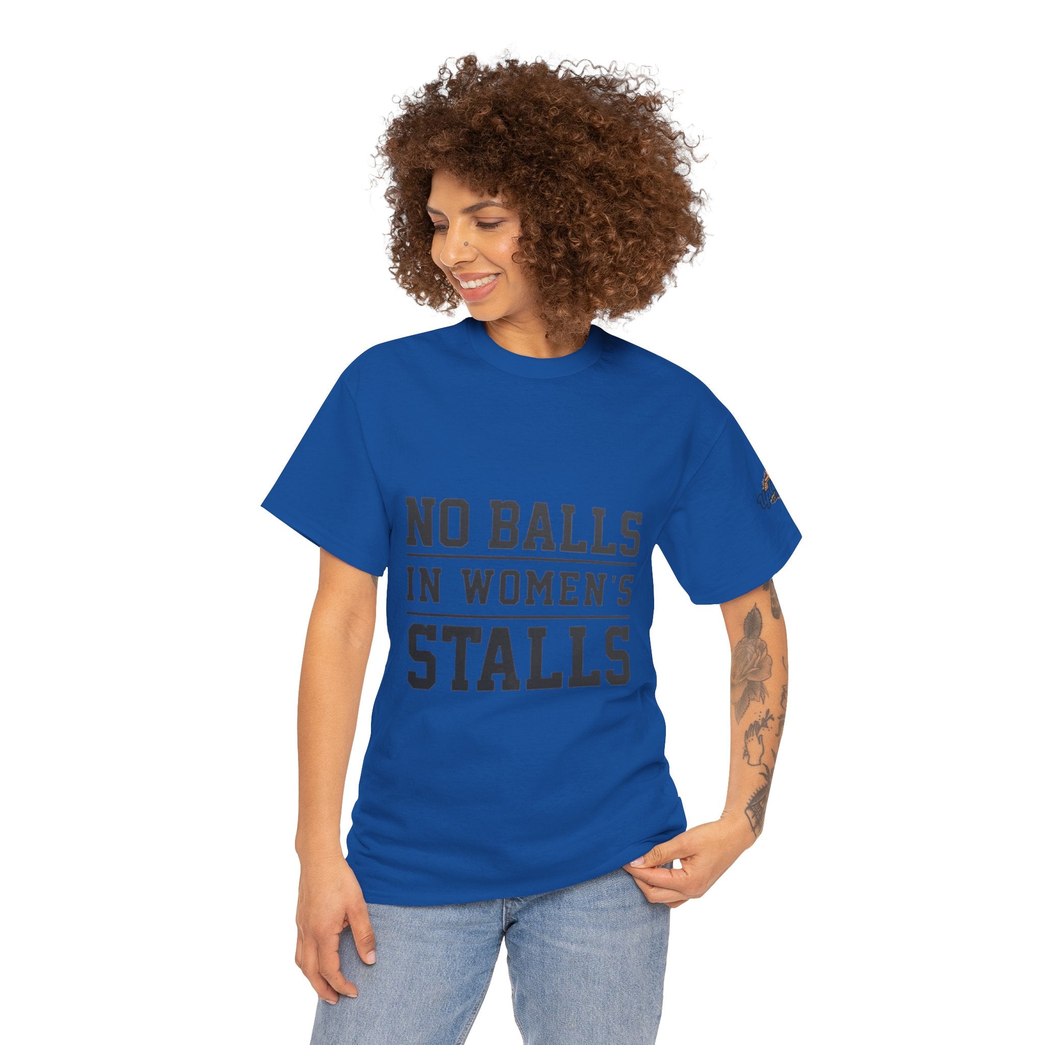 No Balls in Women's Stalls Retro Protest T-Shirt Printify