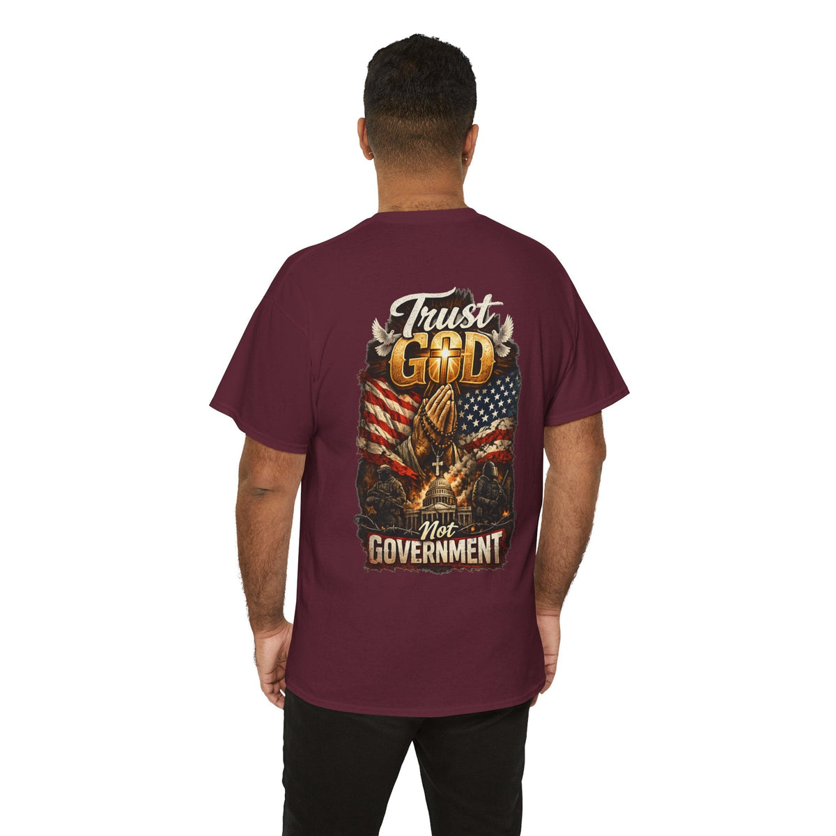 Trust God Not Government T-Shirt — Vintage Patriotic Christian Tee Printify