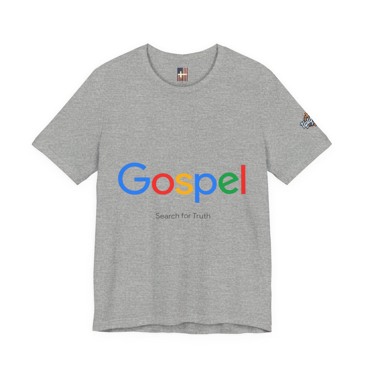 Gospel Graphic Tee — "Gospel" Colorful Logo Christian T-Shirt Printify