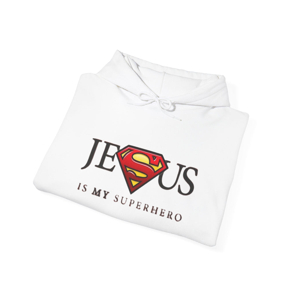 Jesus Is My Superhero Hoodie — Christian Faith Graphic Pullover Printify