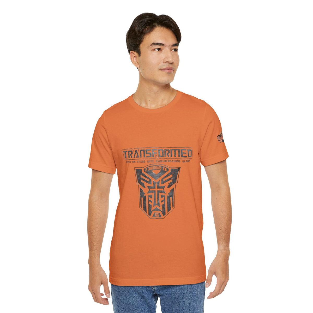 Transformer Logo Christian T-shirt | 2 Corinthians 3:18 Bible Verse T-shirt Printify