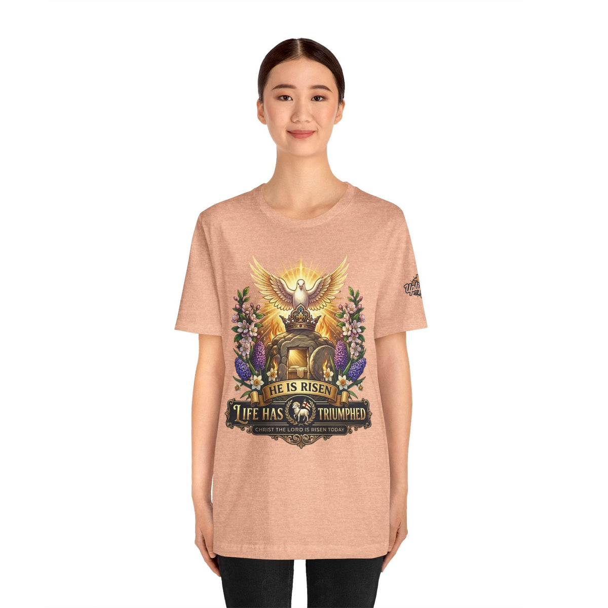 He Is Risen "Life Has Triumphed" T-Shirt — Easter Resurrection Christian Tee Printify