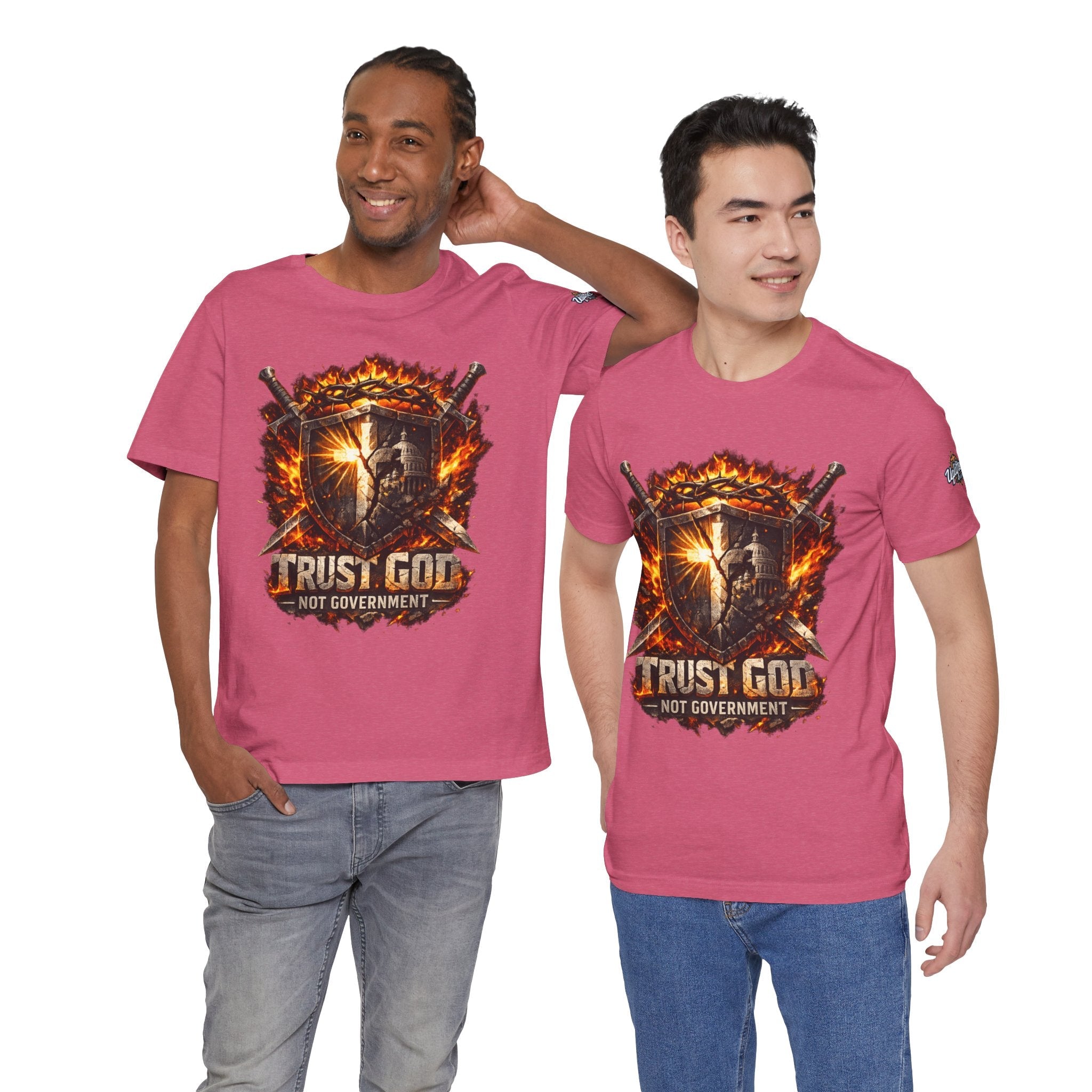 Trust God Not Government Shield Tee — Patriotic Christian Faith T-Shirt Printify
