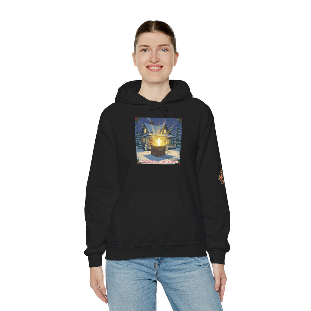 A Major Award This Christmas Hoodie – Fragile Leg Lamp Parody Cross Unboxing Christian Sweatshirt for Hilarious Faith & Holiday Glow Printify