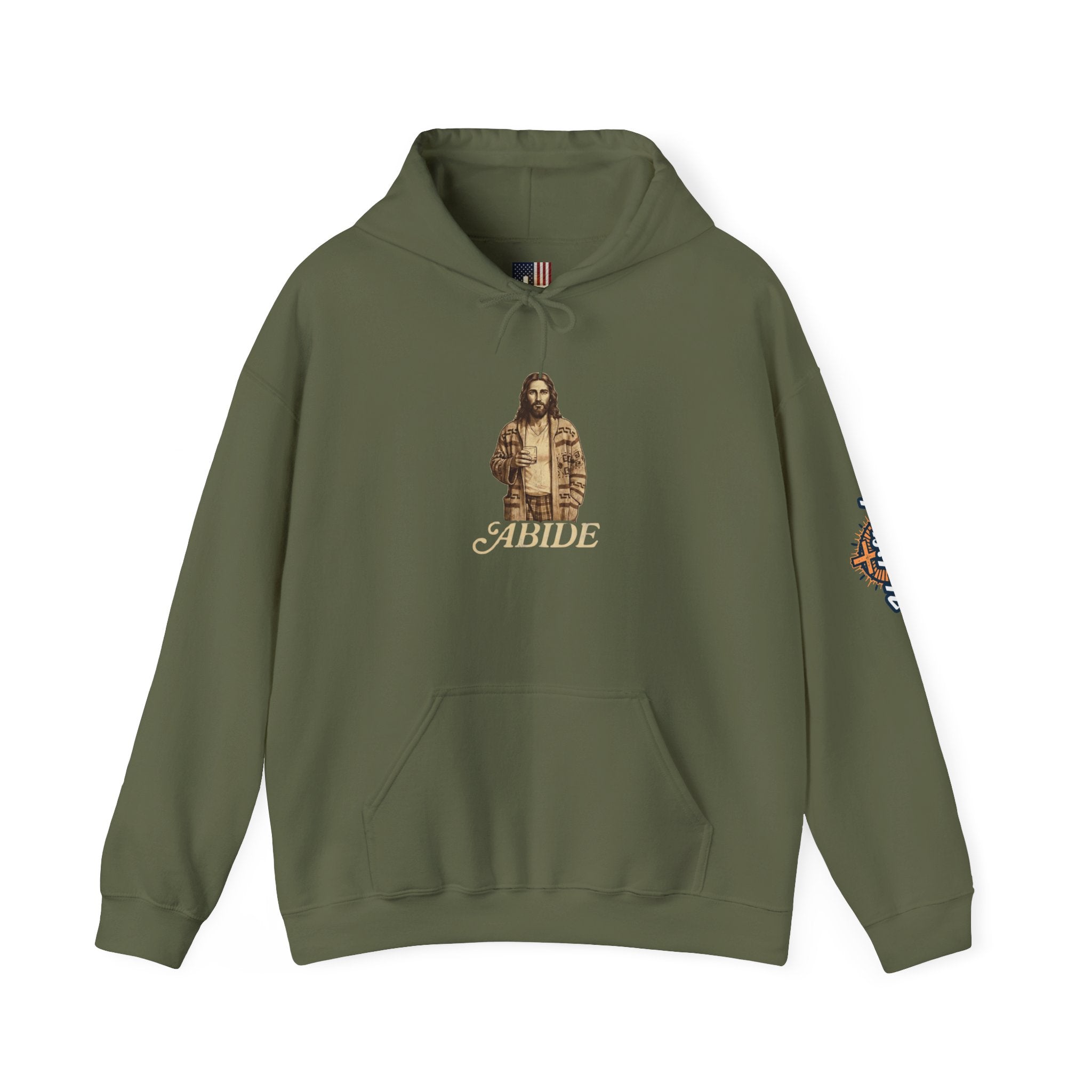 Abide Jesus Hoodie — Vintage 'The Dude' Religious Graphic Hoodie Printify