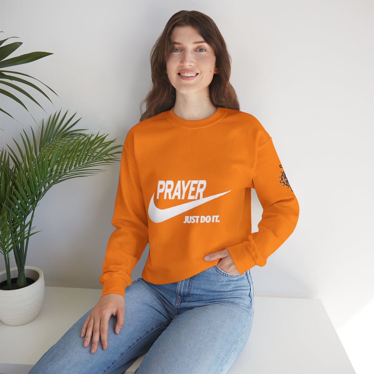 Prayer Just Do It Sweatshirt - Funny Christian Nike Parody Sweatshirt - Faith Gear Printify
