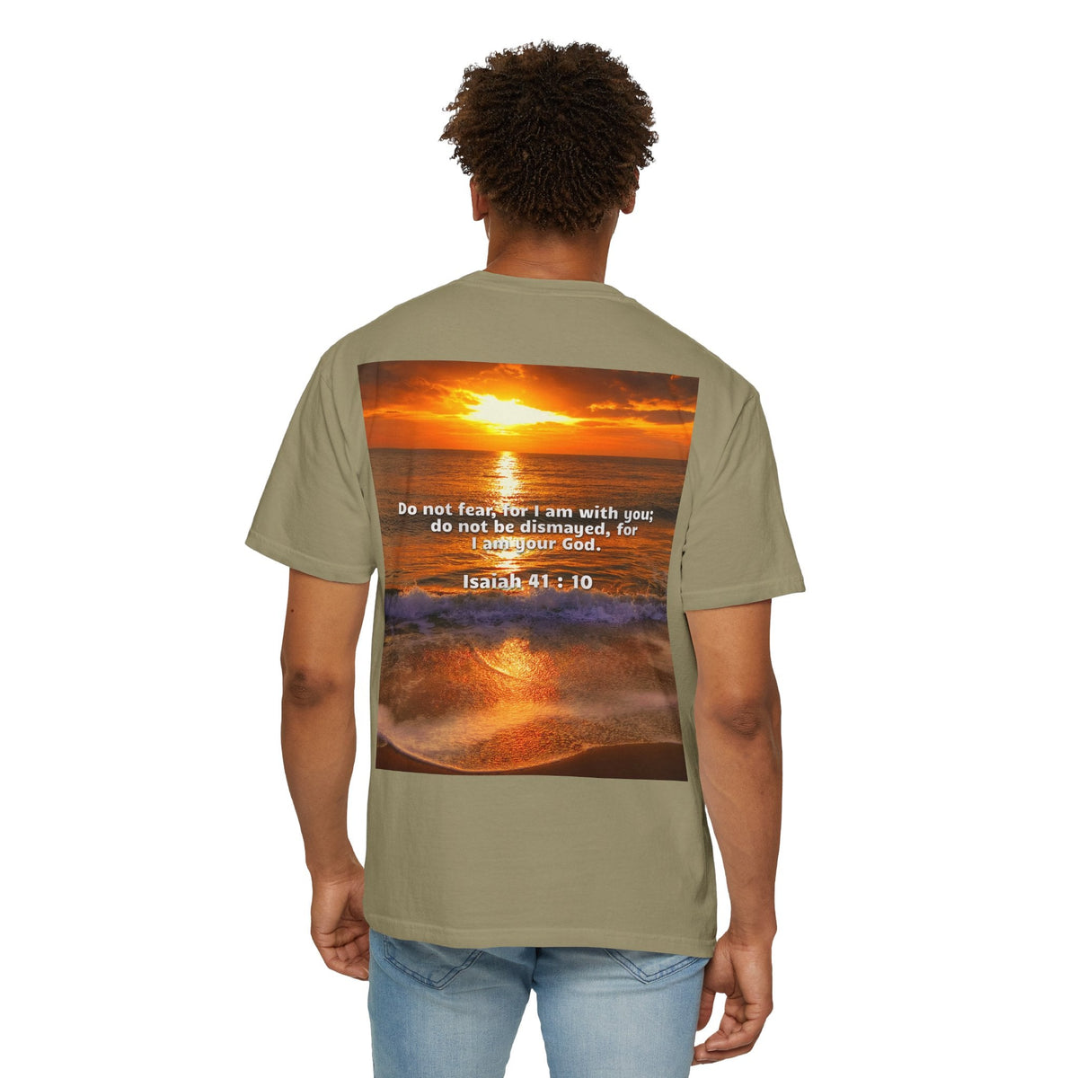 Bible Verse Unisex Garment-Dyed T-shirt - Isaiah 41 : 10 Printify
