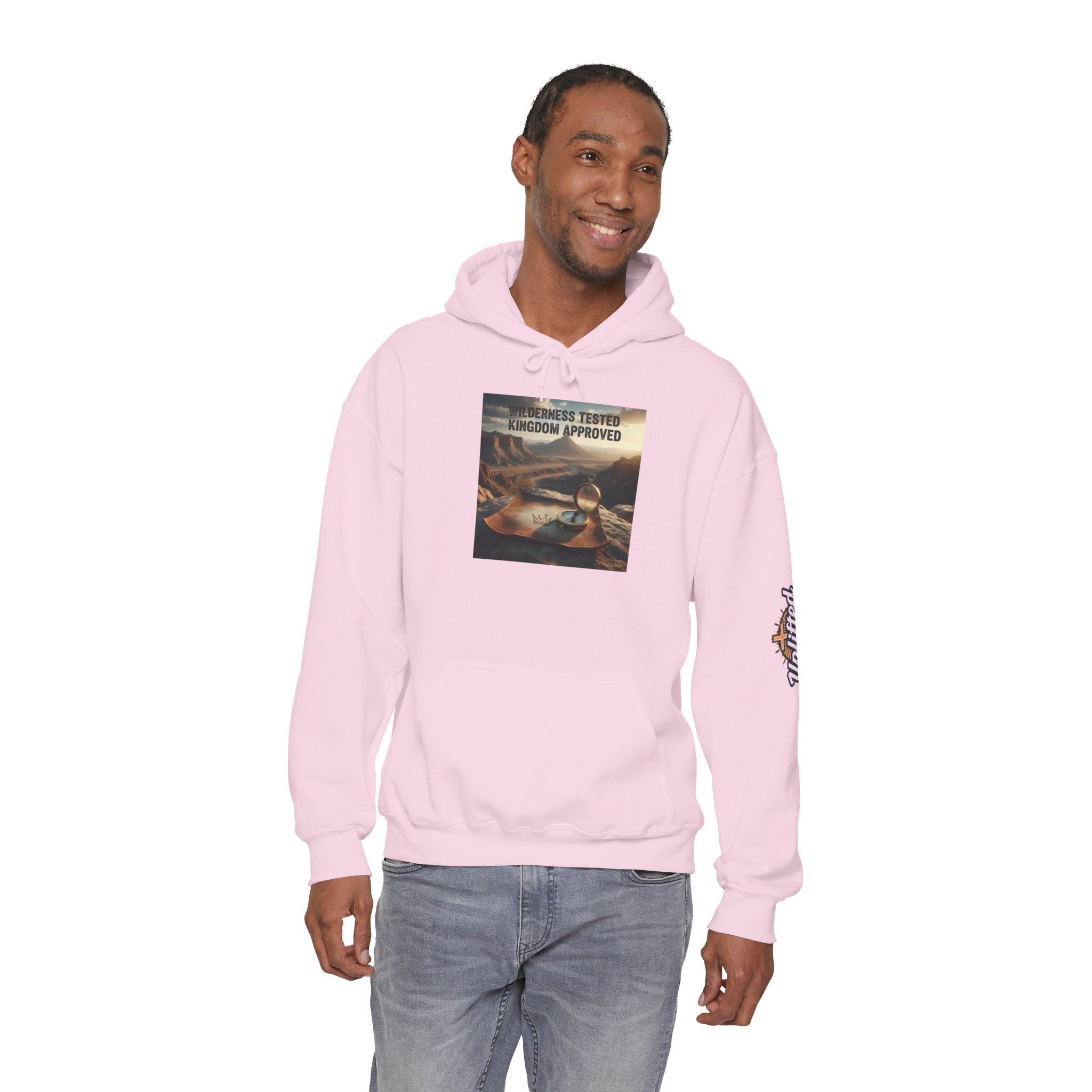 Wilderness Tested Kingdom Approved Hoodie – Mountain Desert Compass Crown Christian Sweatshirt for Biblical Adventure Faith Printify