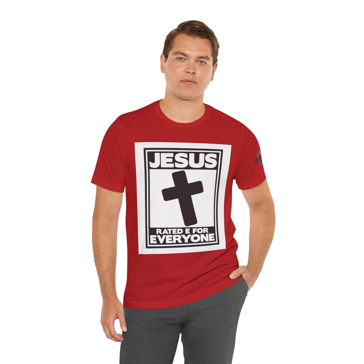 Jesus, Rated E for Everyone T-shirt - Gamer Faith T-shirt - Christian Video Game Parody Printify