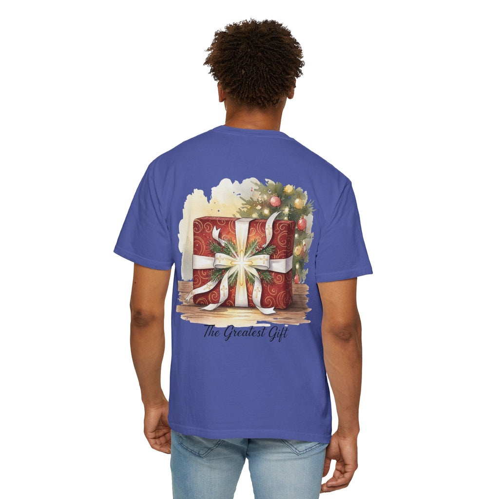 The Greatest Gift T-shirt – Cross Bow Present Christian T-shirt for Christmas Salvation & Eternal Faith Printify